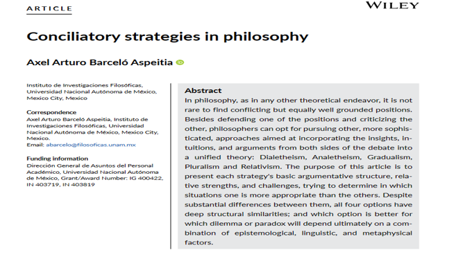 Conciliatory strategies in philosophy (Barceló, A. 2022)
